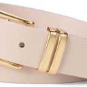 VATAN Women Leather Belt for Jeans Dresses Pants Fashion Ladies Casual Waist Belt with Gold Buckle 42"