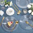 FLOWERCAT 100PCS Clear Plastic Plates - Heavy Duty Plastic Plates Disposable -Straw hat plate for Christmas party &Wedding & New Year - Serve for 50guests party(10inch & 7inch)(Clear)