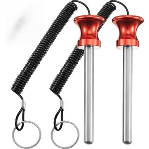 Lasnten Weight Stack Pin Magnetic Universal Gym Weight Pin 0.4 inch Drop Set with Pull Rope for Plate Apertures Above 10.5 mm Heavy Duty (Red)