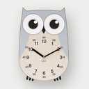 Non-Ticking, Silent 11-Inch Wall Clock  Decorative, Modern, Clean, Cute, Kid-Friendly Design for Indoor, Office, Home, Baby Room (Grey Owl)