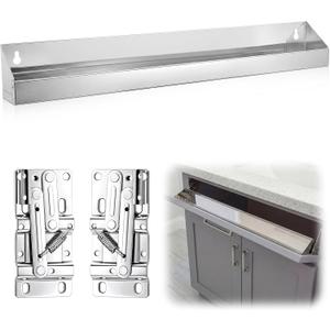 1 Set 31 Inch Stainless Steel Sink Drawer Tip Out Tray Kit Include Tip-Out Sink Trays and Hinges Large Pull Out Storage Organizer for Kitchen Bathroom Base Cabinets