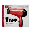 KISS Red Tourmaline Ceramic Hair Dryer with 4 Additional Styling Attachments, 1875 Watts, Red