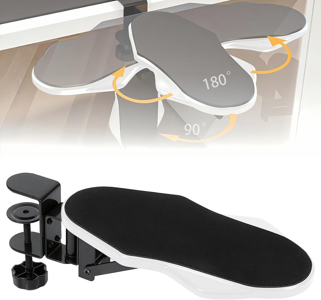 Computer Arm Rest for Desk, 180 Adjustable Rotating Desk Extender Tray, 90 Foldable Elbow Arm Support, Ergonomic Desk Arm Wrist Rest Shelf for Home and Office (Medium (1 Count))