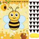 Faccito Bee Party Decorations Pin The Stinger on The Bee Games Honeycomb Poster with 24 Stickers Blindfold Pin Games Set for Honeybee Birthday Party Decorations Indoor Outdoor Activities Supplies
