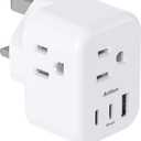 Addtam US to UK Ireland Travel Plug Adapter, Type G Power Plug Adapter with 3 Outlets 3 USB Ports(2 USB C), UK Adapters for USA to Dubai England London Scotland British Kenya Irish Hongkong, 2 Pack