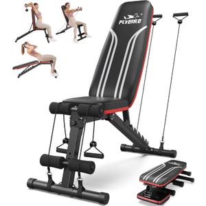 FLYBIRD Adjustable Weight Bench Workout Bench for Home Gym, 15 Degree Decline Sit-Up, Sturdy Durable Folding Weight Bench for Years of Workout -FBGEAR23