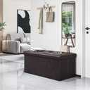 Youdesure Folding Storage Ottoman Bench, Faux Leather Footrest Couch for Living Room, 30 inch Storage Bench with Padded Seat for Bedroom Hallway, Holds up to 350lbs, 15"D x 30"W x 15"H