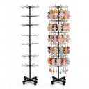 Retail Display Stand 7-Tier 360 Rotating Rack Shelves Retail Show Displays,Adjustable Height & Locking Wheel Store Display for Toys Jewelry Keyring Socking Hats Snacks Nail Accessories (Black,Metal)