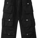 Women's Baggy Cargo Pants Y2K Clothing Multi-Pocket Relaxed Fit Jeans Fairy Grunge Clothes Alt Emo Streetwear, Large, Black