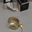 IBWell 10oz Sugar Bowl with Clear Lid and Spoon 2 Pack Gold Coffee Bar Containers for Kitchen Stainless Canister for Seasoning