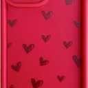 Qokey Compatible for iPhone 15 Case, Cute Hearts Shockproof Design, Soft TPU Protective Love for Women Girls, Anti-Scratch Slim Flower Cover, Wine Red