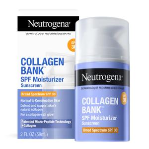 Neutrogena Collagen Bank Face Moisturizer with SPF 30 Sunscreen, Daily Anti-Aging Face & Neck Collagen Cream with Micro-Peptides and SPF, 2 fl. Oz & Trial Size Hydro Boost Facial Cleanser, 0.5oz, EXP 2026/10