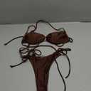 SOLY HUX Bathing Suit for Women Halter Ring Linked Tie Side Bikini Sets Two Piece Swimsuit S