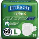 FitRight Extended Wear Overnight Adult Briefs with Tabs, Maximum Absorbency Adult Diapers, Large (60 Count)