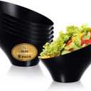 R-kay 6 Pack Black Large Plastic Bowls - Premium Plastic Serving Bowls Heavy Duty For Weddings Catering, Parties, And All Occasions 36 Oz (Black, Large)