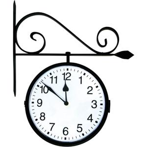 Poolmaster 52608 Dual Sided Hanging Indoor Clock or Outdoor Clock, Black Medium