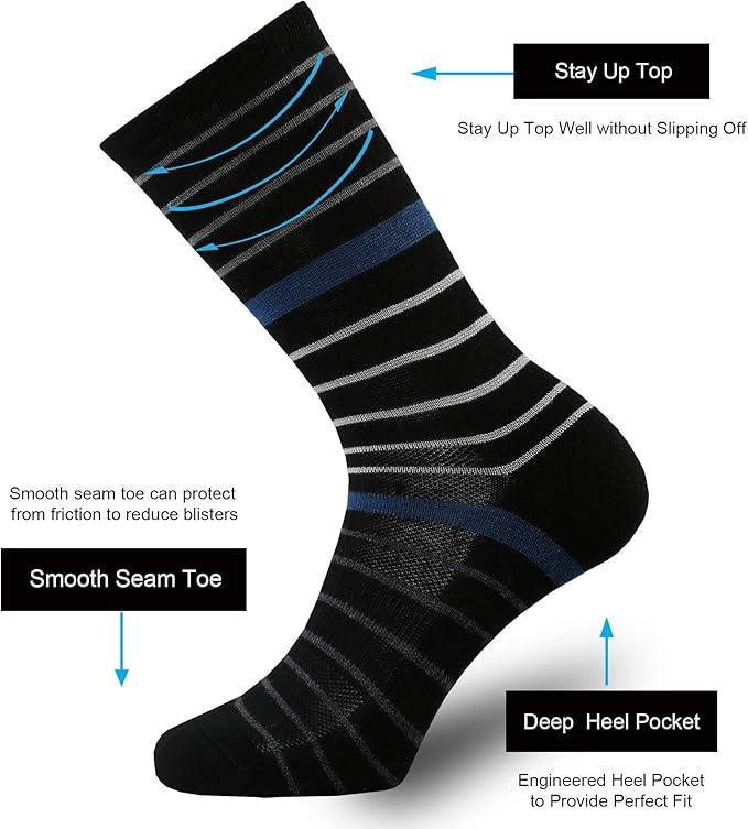 ONKE Merino Wool Socks for Women Ladies Cushion Crew Medium Weight Colorful Comfy Outdoor Trail Hiking Hike All Seasons Warm (9-11, Multicolor3)