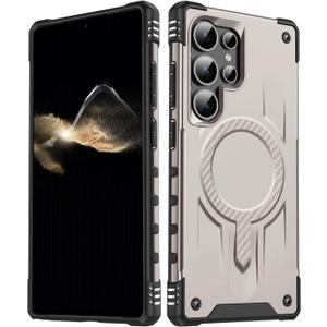 for Samsung Galxy S25 Ultra Case.Hard Phone Cover with Strong Magnetic Heavy Duty Protection.Reinforcement of The Four Corners.Anti-Slip Anti-Fingerprint (Gold, S25 Ultra)