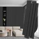 4 Pack Wood Panels for Wall, 106.3" 11" Wood Slat Acoustic Panels for Wall, Soundproof Panels, 3D Fluted Panels for Interior Wall Decor (Matte Black)
