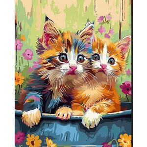 Newsight Paint by Numbers for Adults & Kids & Beginners DIY Acrylic Painting Gift Kits (Cat Couple, 20" Wx16 L)