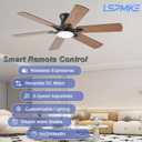 52 Inch Ceiling Fans with Lights, Low Profile Ceiling Fan with Light and Remote, Quite DC Motor,Flush Mount, 3CCT, Dimmable, Brown RGB Ceiling Fan for Bedroom, Living Room, Indoor/Outdoor Use