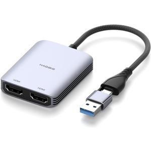Hagibis USB 3.0 or USB C to Dual HDMI Adapter for Mac & Windows, MST Dual Monitor Converter Triple Display for Apple M1/M2/M3 Chip HDMI Splitter Extended for MacBook Pro Air Mac mini Studio