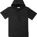 DubinikShort Sleeve Hoodie Lightweight Soft Cotton Moisture Wicking Kangaroo Pocket Short Sleeve Hoodie For Men (Medium, Black)