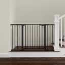 Mumeasy Baby Gate Extra Wide, 29.5-51'' Pressure Mounted Dog Gate with Walk Thru Door, Auto Close Pet Gate for House, Stairs, Doorways, Black, 29.7-51"W x 30"H