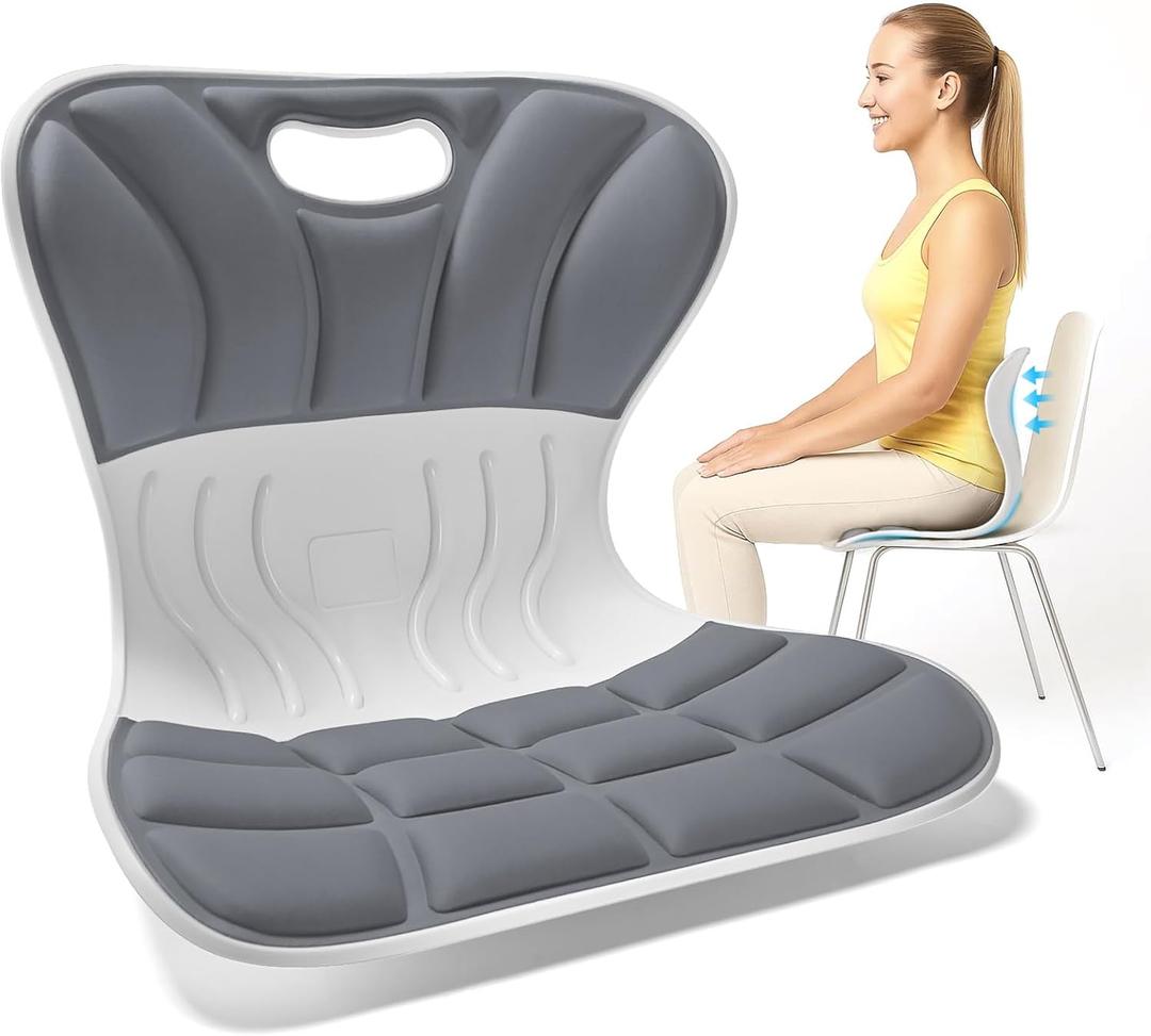 Ergonomic Chair Back Support Office Chair Lumbar Support for Good Posture Correction, Back Support for Floor Seat, Work from Home, Office (Gray)