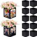 12 Pcs Picture Centerpieces for Table - 6/7 Inch Photo Display Frame & Hollow Picture Props Box for Congrats Grad Decor, Wedding, Birthday Party Table Decoration (Black)