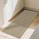 COSY HOMEER-Kitchen-Rugs-and-Mats 20"x48" Non Slip Kitchen Mats for Floor Absorbent Washable Kitchen Runner Standing Floor Mat for Sink Mat,Entry,Laundry,Polypropylene,Beige