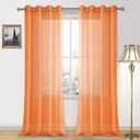 DWCN Sheer Curtains, Semi Sheer Grommet Window Curtains, Faux Linen Voile Sheer 120 Inches Curtains Drapes Treatment for Living Room Bedroom Set of 2 Panels 52 x 120 Inches Long, Sunset Orange