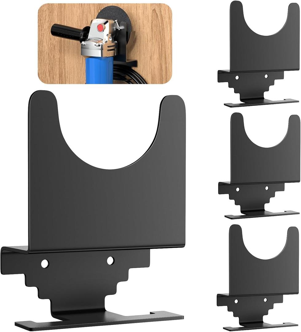 Angle Grinder Holder 4 PCS, Angle Grinder Stand with Discs Hook Rack & Cord Hanger, Wall Mount Power Tool Storage Rack/Bracket/Organizer for Cutters Polishers, Garage and Workspace