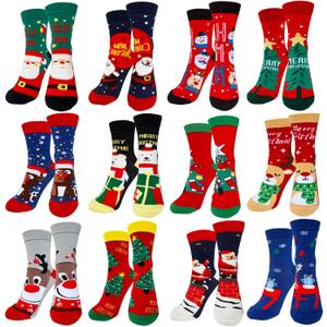 Haawooky 12 Pairs Christmas Socks,Fun Colorful Holiday Socks,Novelty Cozy Crew Sock Set for Women,Men,Funny Xmas Gifts