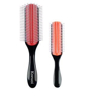 Classic Styling Hair Brush for Wet or Dry Curly Hair. 9 Row Black Brush for Detangling, Separating, Shaping (Red1 Piece)