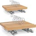 Nature Smile Kids Solid Wooden Pants Hangers,Baby Toddler Children Wood Skirts Hangers,Trousers Bottom 11.8 inches Hangers with 2-Adjustable Clips Anti-Rust Hook Pack of 20 (Natural)