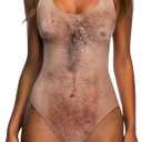 RAISEVERN One Piece Swimsuit for Women Hawaiian Novelty 3D Print Bathing Suit Swim Beachwear (Small, A Chest Hairy)