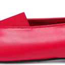 Ballet Flats for Women Cute Bow Round Toe Mary Janes Comfortable Faux Leather Slip On Ballerina Shoes (8, Red)