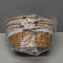 2 Pack Medium Size Oval Willow Basket with Handle, 12.6x9x4.7 Inch Wicker Picnic Basket with Liner, Empty Gift Basket, Wicker Basket for Fruit, Candy, Wine, Gathering, Wedding, Picnic, by GNIEMCKIN (2 PCS medium Circular vine)