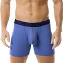 Evankin Men's Boxer Brief Underwear Ice Silk Mesh See Through Underpants Sports Extended Anti Crotch Shorts Running (Blue, L)