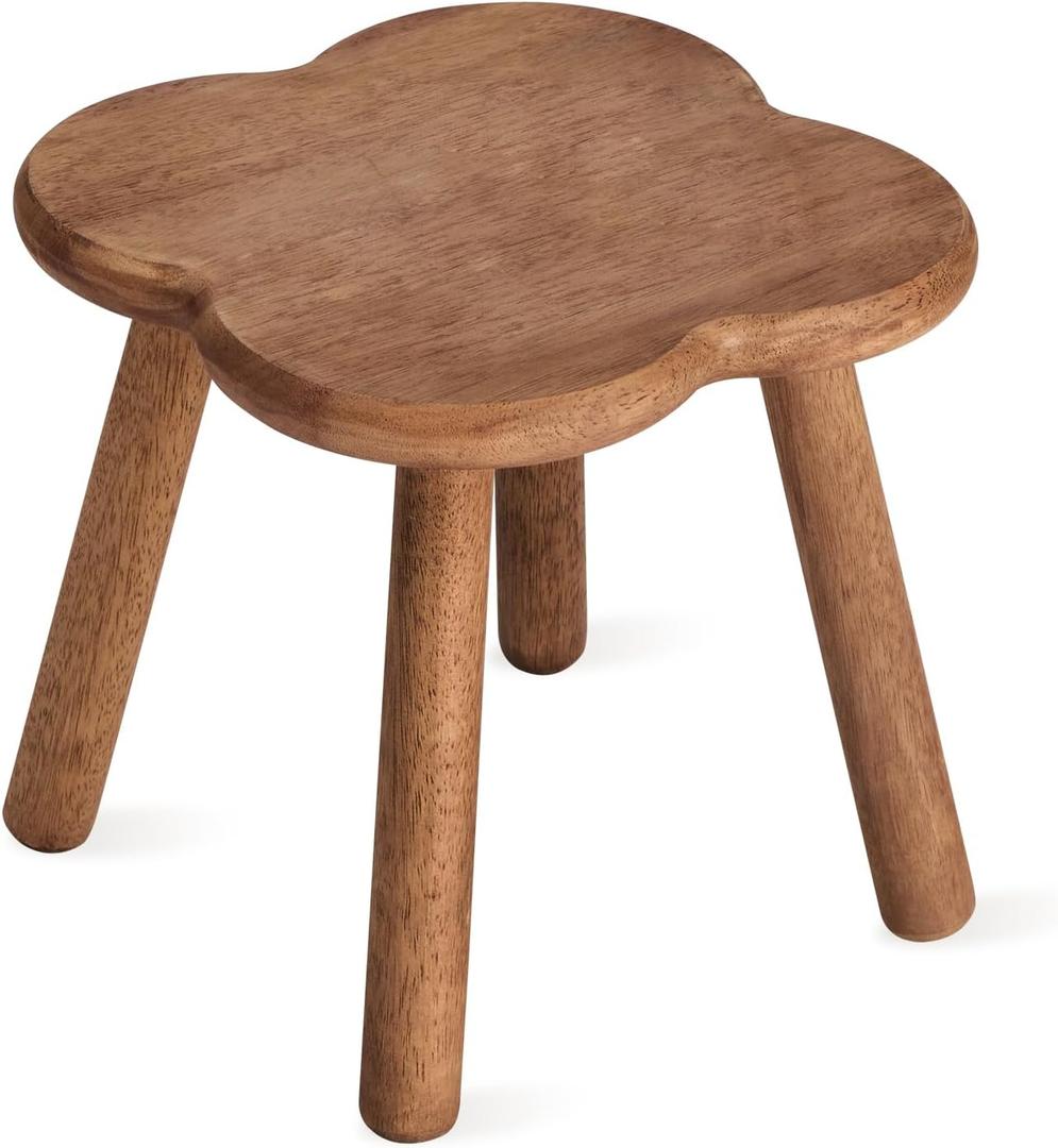 11.6inch Wooden Step Stool for Adults Small Wooden Stool Perfect Matched Sensory Table Great Assistant for Kitchen Bathroom Living Room Bedroom Garden (Full Body Natural Real Wood)