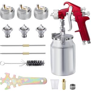 CarBole Suction Paint Sprayer Gun - 1000cc Capacity Cup with 1.3mm 1.7mm 2.0mm Nozzles Professional Air Spray System for Car Furniture Fence Wall