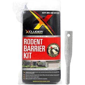 Xcluder Rodent Control Fill Fabric, Large DIY Kit with Inspection and Fit Tool, Stainless Steel Wool, Stops Rats and Mice