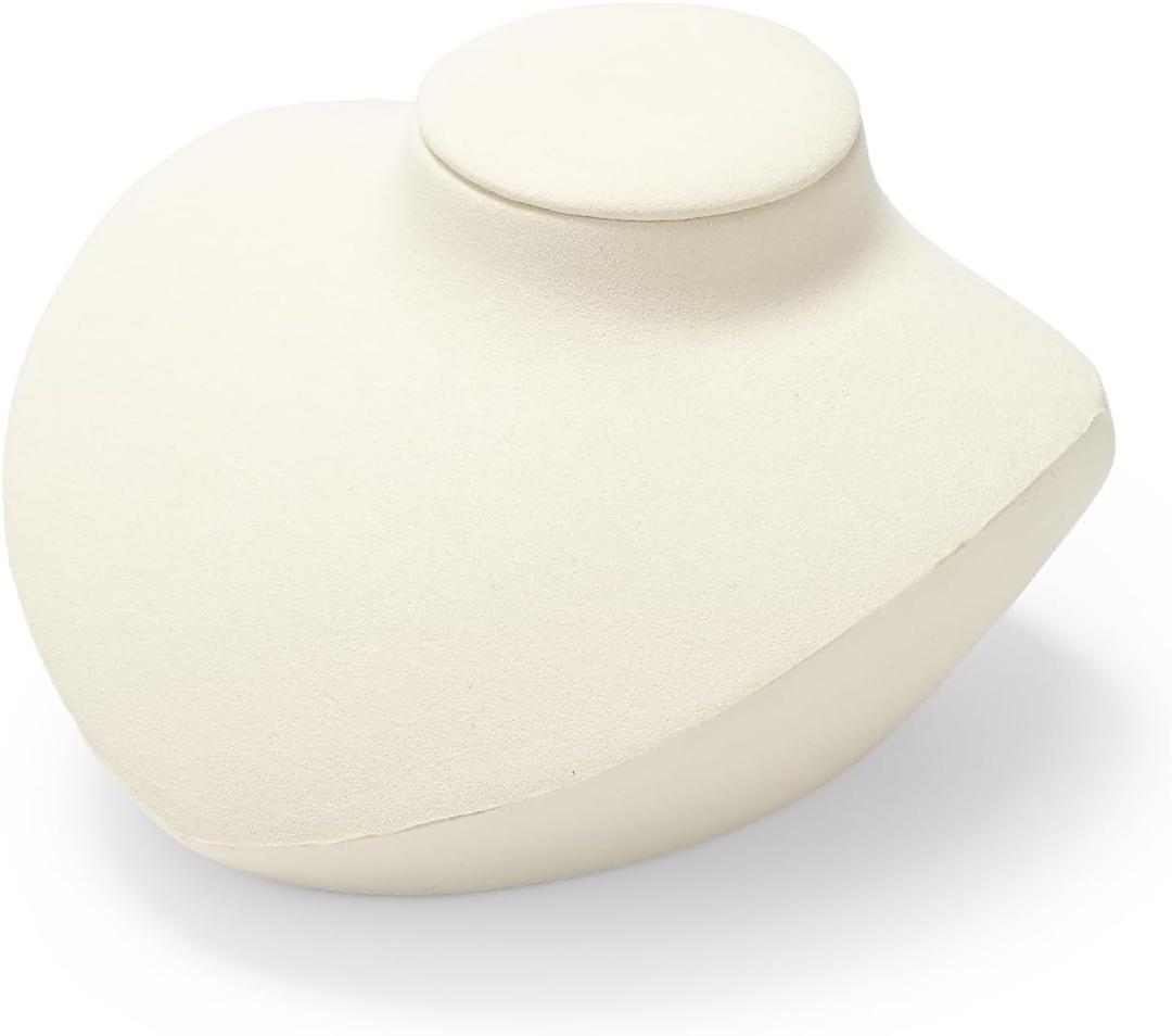Oirlv Luxury Microfiber Necklace Bust Jewelry Bust for Necklace Showcase Jewelry Display Stand(Creamy-white)