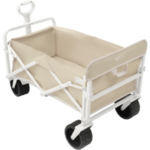 SUNNYLiFE Oyster Oyster Beach Cart, Heavy Duty Steel Frame, PP and Iron with 600 Doxford Material, Foldable, 37.4 x 29.53 x 21.65 inches, Rear Opening, 75 kg Load Capacity, PVC Wheels