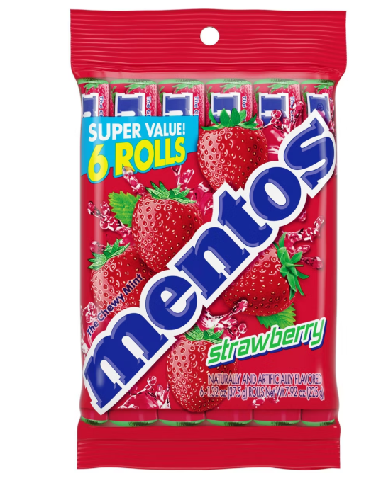 Mentos Strawberry Roll Mints - 7.92oz - 6pk, BBD 03/2027