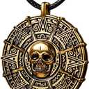 Spooktacular Creations Halloween Pirate Coin Necklace Pirate Skull Necklace Accessories for Men Women Halloween Cosplay, Pirates Costume, Halloween Dress Up Party Favors