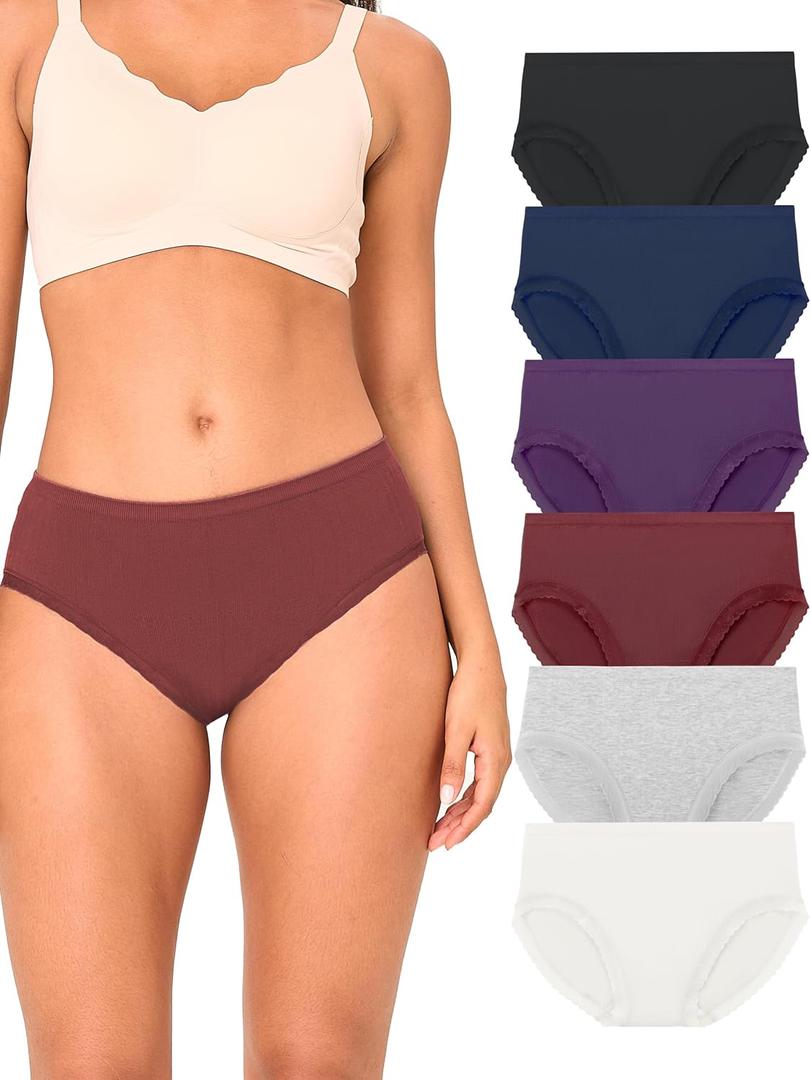 BAMBOO COOL Women's Underwear Ladies Brief Seamless Panties Moisture Wicking Stretchy Full Coverage (M)