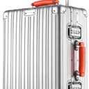 22x14x9 inch Zipperless Cabin Suitcase, 22 Inch 100% All Aluminum Shell Carry-on Suitcase, 56x36x22cm Aluminum Luggage Cabin, Aluminium Zipperless Carry On Luggage with Skate-Grade PU Wheels,TSA Locks (Silver)