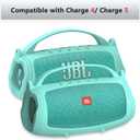 JCHPINE Silicone Cover and Hard Travel Case for JBL Charge 4 / Charge 5 Portable Bluetooth Speaker Accessories (Teal Case, NOT for Wi-Fi Version)